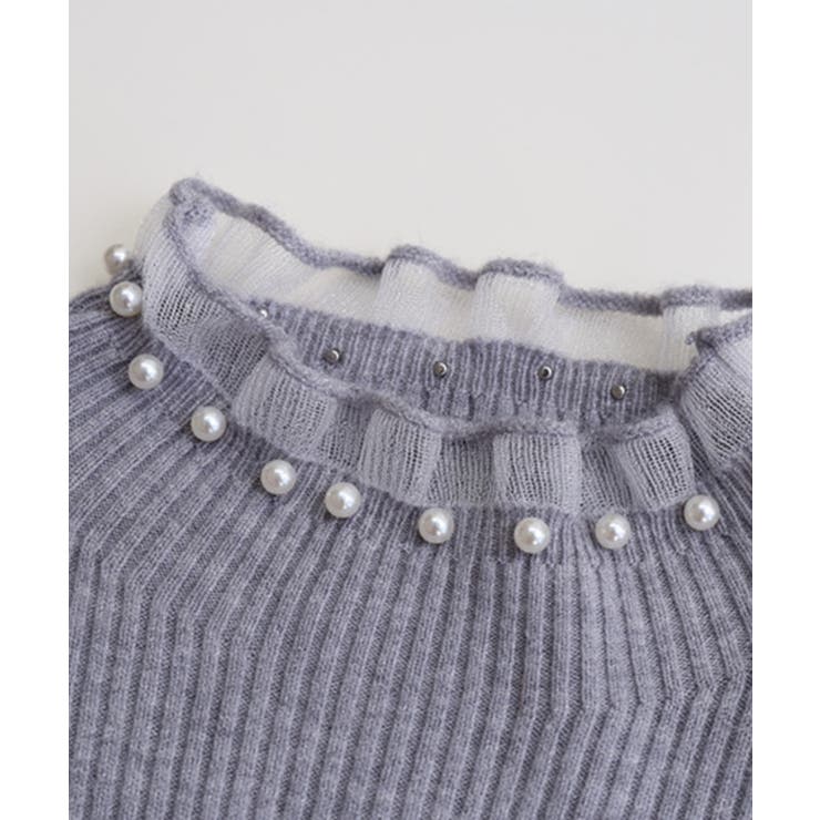 春まで着れる リブニットトップス フリルとパールがアクセント | SEU | 詳細画像42 