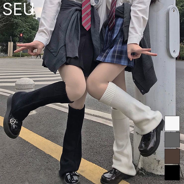 レッグウォーマー 黒 防寒 ブラック ソックス ルーズ 制服 冬 - レッグ