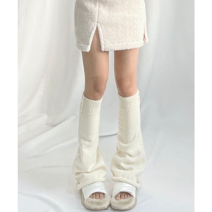 3点セット　ragmou ニットハット　レッグウォーマー　ivory フットウェア ニットレッグウォーマー 防寒[品番：DSSW0002922]｜SEU