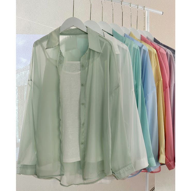 10色選べる！シアーシャツ カーディガン ゆったり | SEU | 詳細画像82 