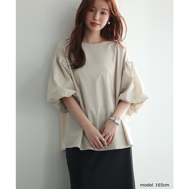 ベージュ | 【SNSで大人気】ネック2タイプ選べる！袖コンブラウス トップス パフスリーブ | SEU