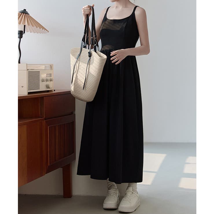 極美品✨現行　セオリー　ドッキング キャミワンピース　異素材 変形　ロング 異素材ドッキングロングワンピース キャミソールワンピース 脚長