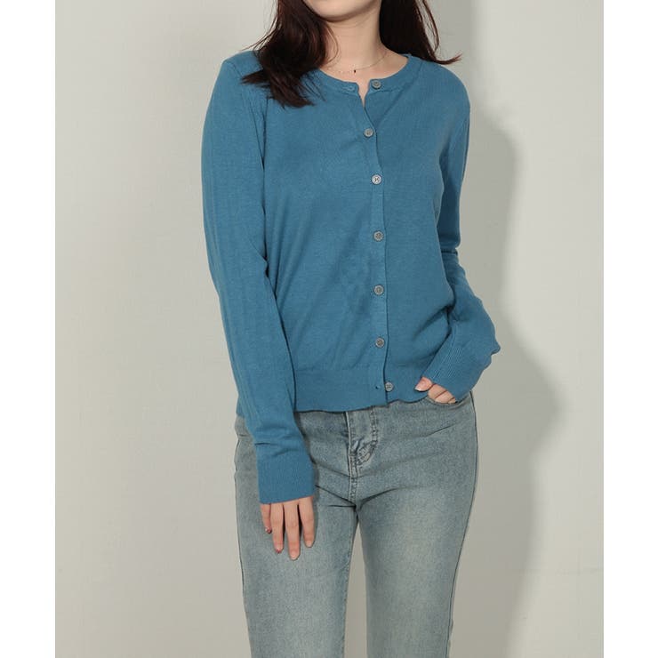 美品 グランサッソ カーディガン ダークブルー ケーブルニット