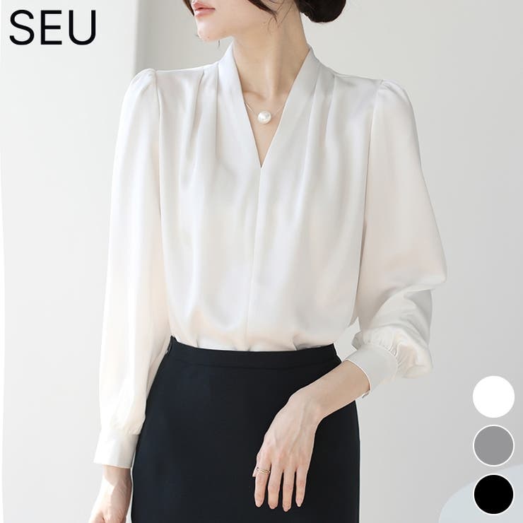 フロントタックVネックブラウス【SHOPLIST限定 新作 春 夏 秋 冬】 | SEU | 詳細画像1 