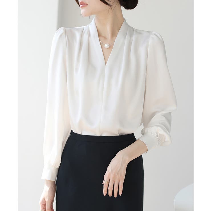 フロントタックVネックブラウス【SHOPLIST限定 新作 春 夏 秋 冬】 | SEU | 詳細画像3 