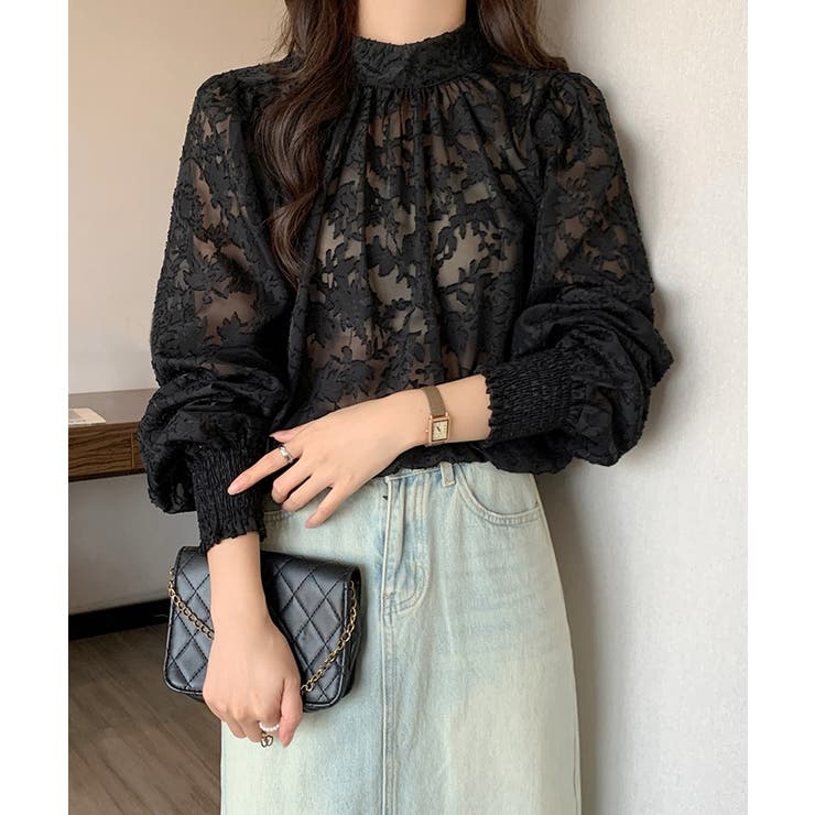 ジャガードフラワーバルーンスリーブブラウス【SHOPLIST限定 新作 春 | SEU | 詳細画像3 