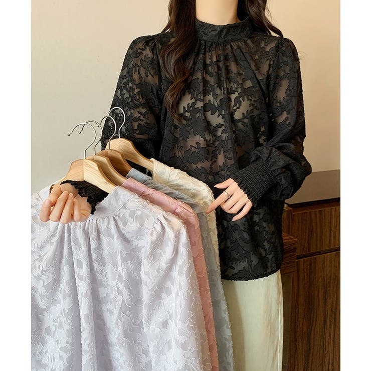 ジャガードフラワーバルーンスリーブブラウス【SHOPLIST限定 新作 春 | SEU | 詳細画像4 