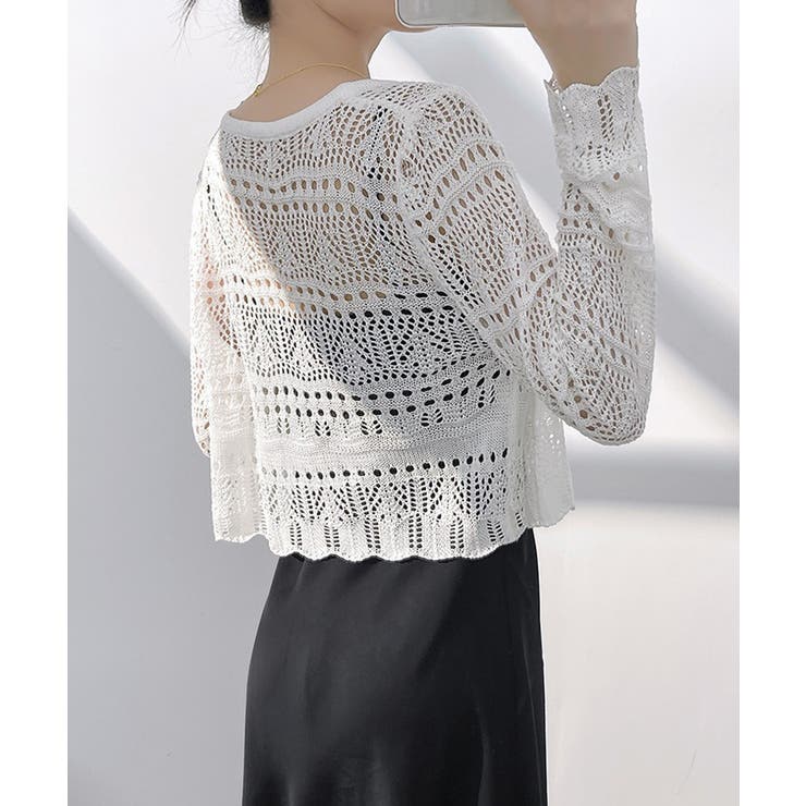 クロシェ編みサマーニットカーディガン シアートップス【SHOPLIST限定 新作 | SEU | 詳細画像4 