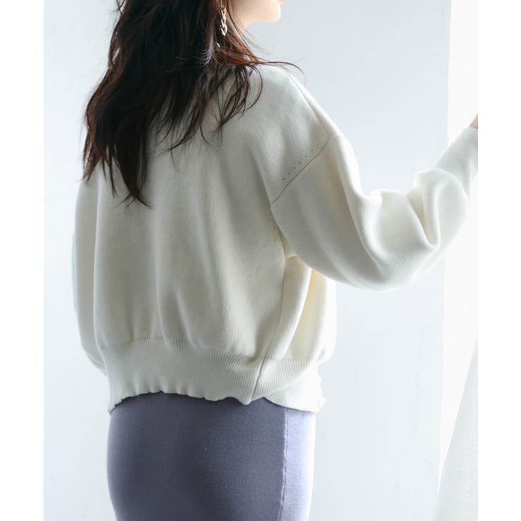 パールビジューボタンレスニットカーディガン | SAISON DE PAPILLON  | 詳細画像7 