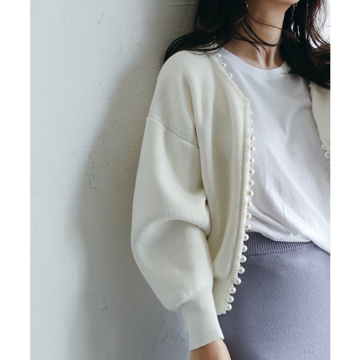 パールビジューボタンレスニットカーディガン | SAISON DE PAPILLON  | 詳細画像13 