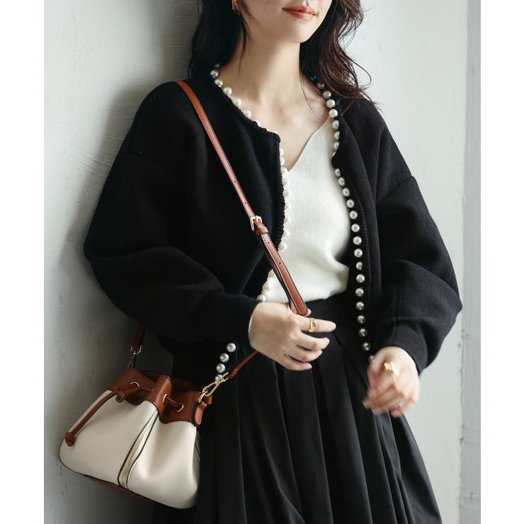 パールビジューボタンレスニットカーディガン | SAISON DE PAPILLON  | 詳細画像14 