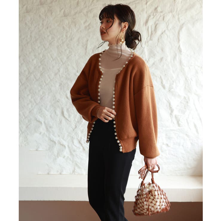 パールビジューボタンレスニットカーディガン | SAISON DE PAPILLON  | 詳細画像23 