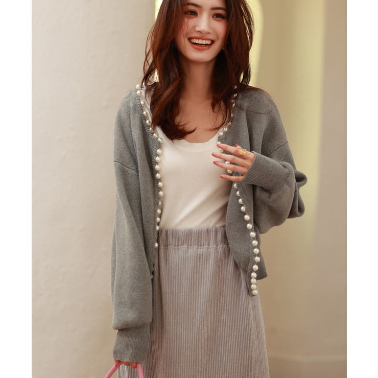 パールビジューボタンレスニットカーディガン | SAISON DE PAPILLON  | 詳細画像28 