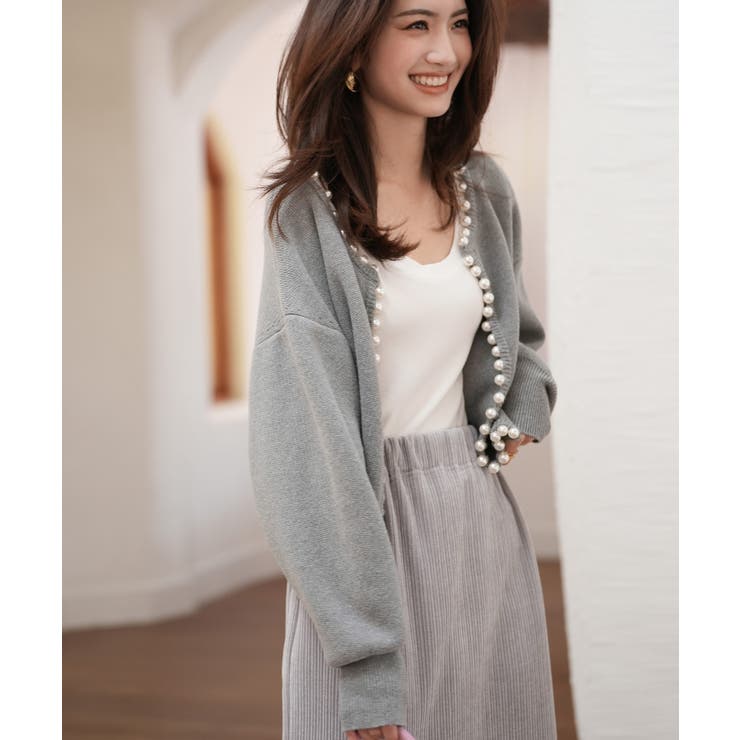 パールビジューボタンレスニットカーディガン | SAISON DE PAPILLON  | 詳細画像29 