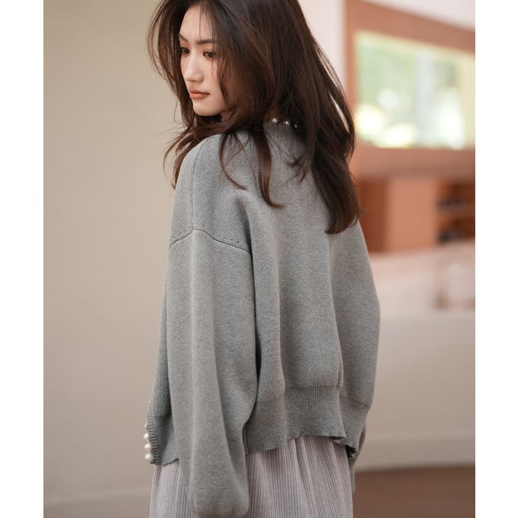 パールビジューボタンレスニットカーディガン | SAISON DE PAPILLON  | 詳細画像30 