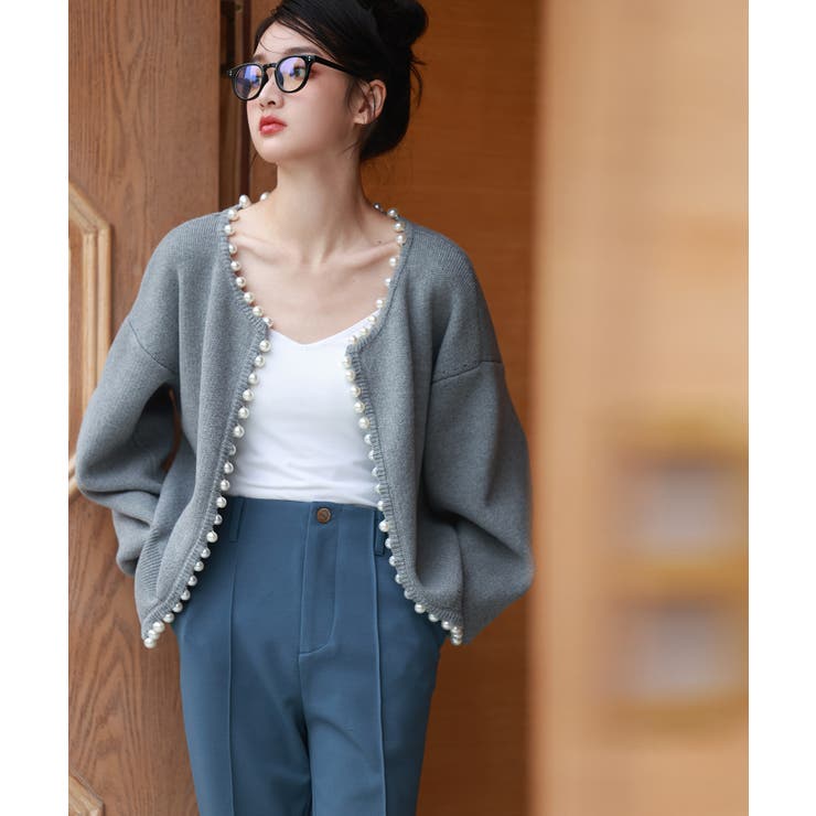 パールビジューボタンレスニットカーディガン | SAISON DE PAPILLON  | 詳細画像37 