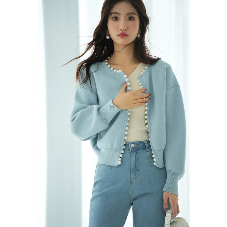 パールビジューボタンレスニットカーディガン | SAISON DE PAPILLON  | 詳細画像52 