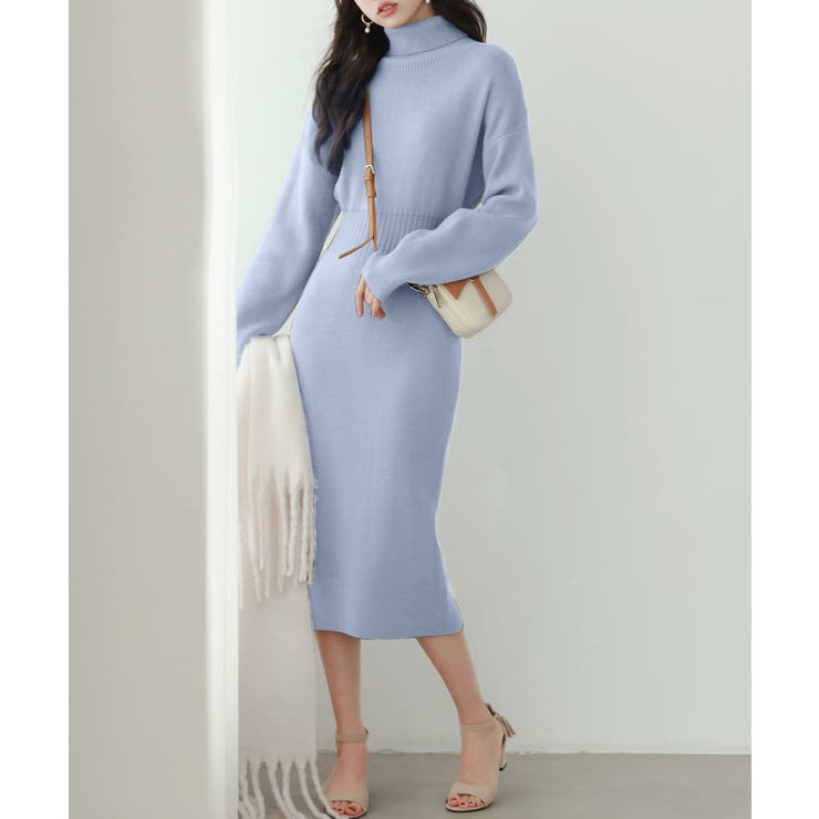 ウエストシェイプタートルネックニットワンピース | SAISON DE PAPILLON  | 詳細画像21