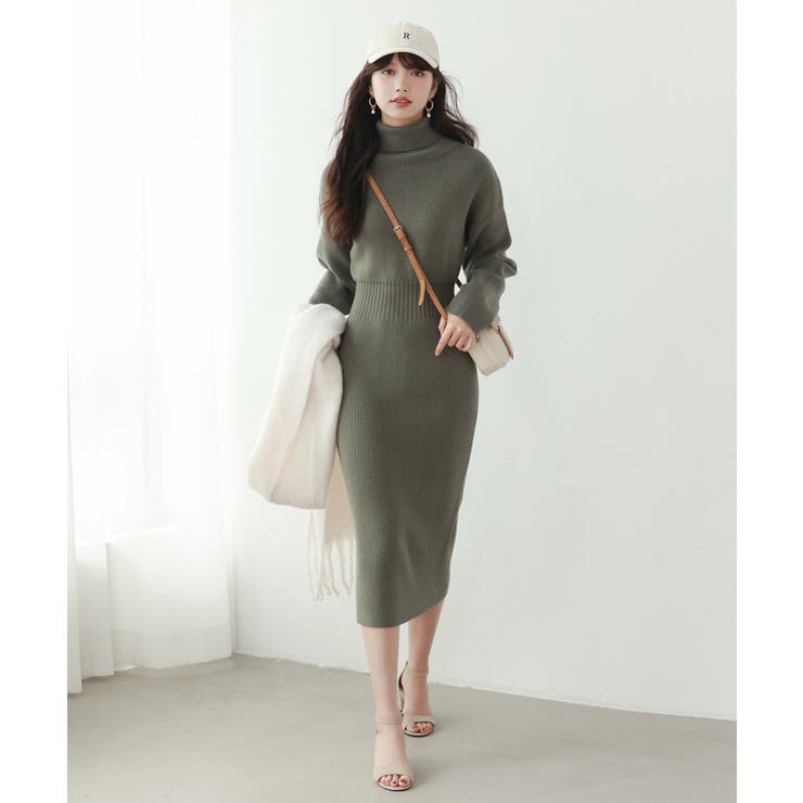 ウエストシェイプタートルネックニットワンピース | SAISON DE PAPILLON  | 詳細画像33