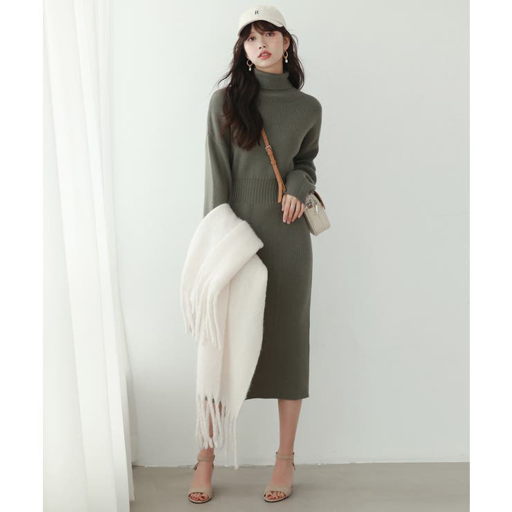 ウエストシェイプタートルネックニットワンピース | SAISON DE PAPILLON  | 詳細画像35