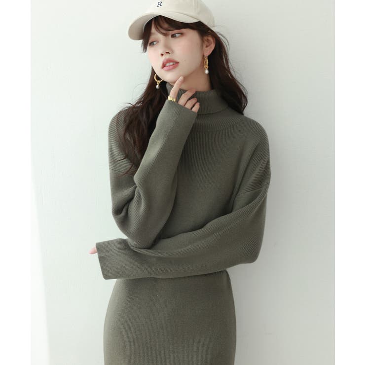 ウエストシェイプタートルネックニットワンピース | SAISON DE PAPILLON  | 詳細画像36