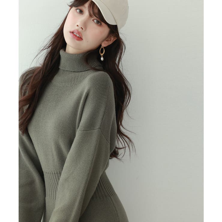 ウエストシェイプタートルネックニットワンピース | SAISON DE PAPILLON  | 詳細画像37