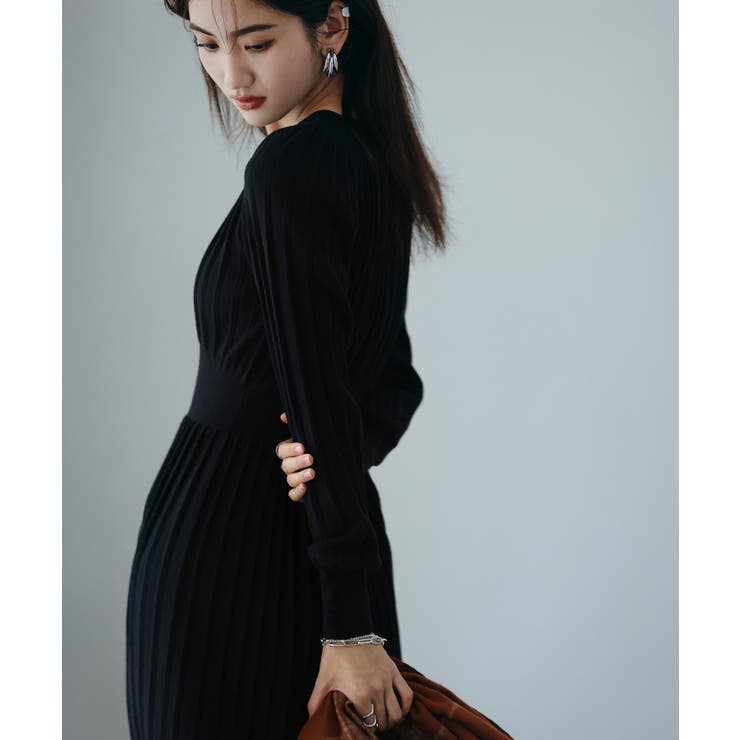 ハイウエスト切り替えプリーツニットワンピース | SAISON DE PAPILLON  | 詳細画像22 