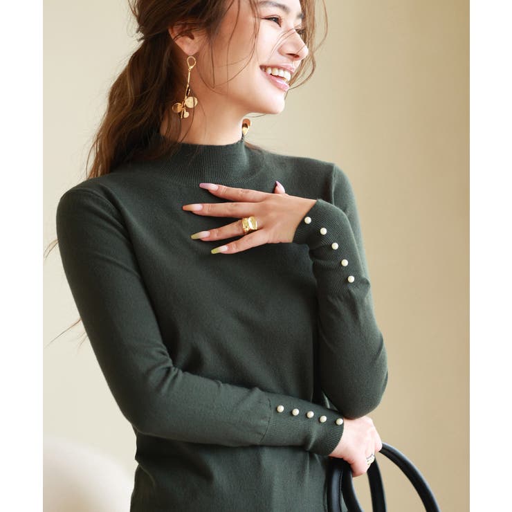 パールボタン付きプチハイネックニットプルオーバー | SAISON DE PAPILLON  | 詳細画像40 