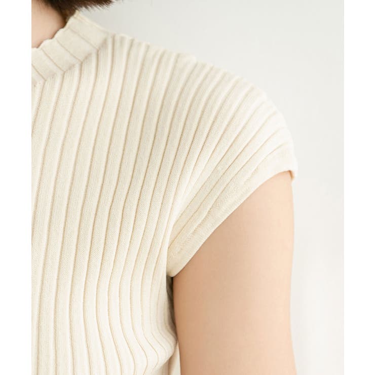 フレンチスリーブリブ切替サマーニットトップス | SAISON DE PAPILLON  | 詳細画像8 