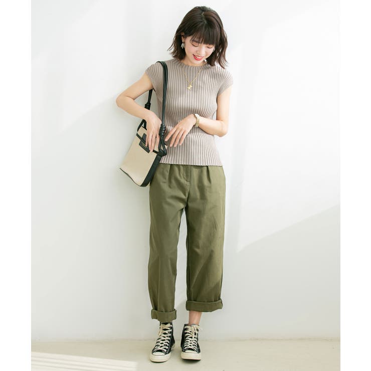 フレンチスリーブリブ切替サマーニットトップス | SAISON DE PAPILLON  | 詳細画像14 