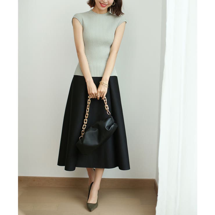 フレンチスリーブリブ切替サマーニットトップス | SAISON DE PAPILLON  | 詳細画像17 