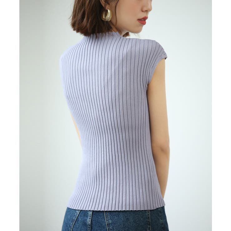 フレンチスリーブリブ切替サマーニットトップス | SAISON DE PAPILLON  | 詳細画像20 