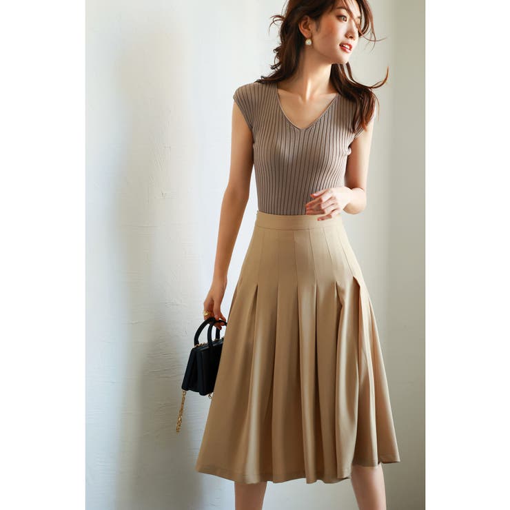 フレンチスリーブリブ切替サマーニットトップス | SAISON DE PAPILLON  | 詳細画像32 