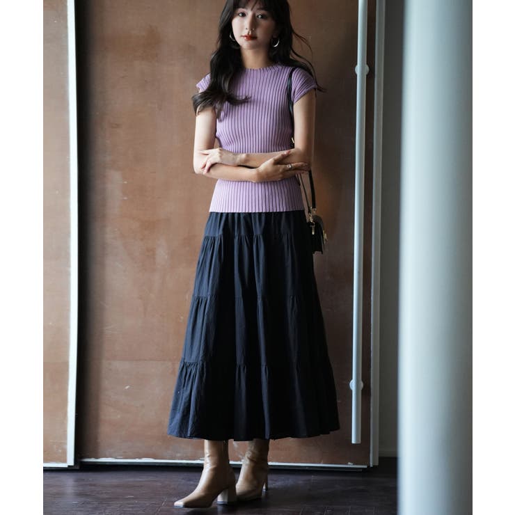 フレンチスリーブリブ切替サマーニットトップス | SAISON DE PAPILLON  | 詳細画像58 