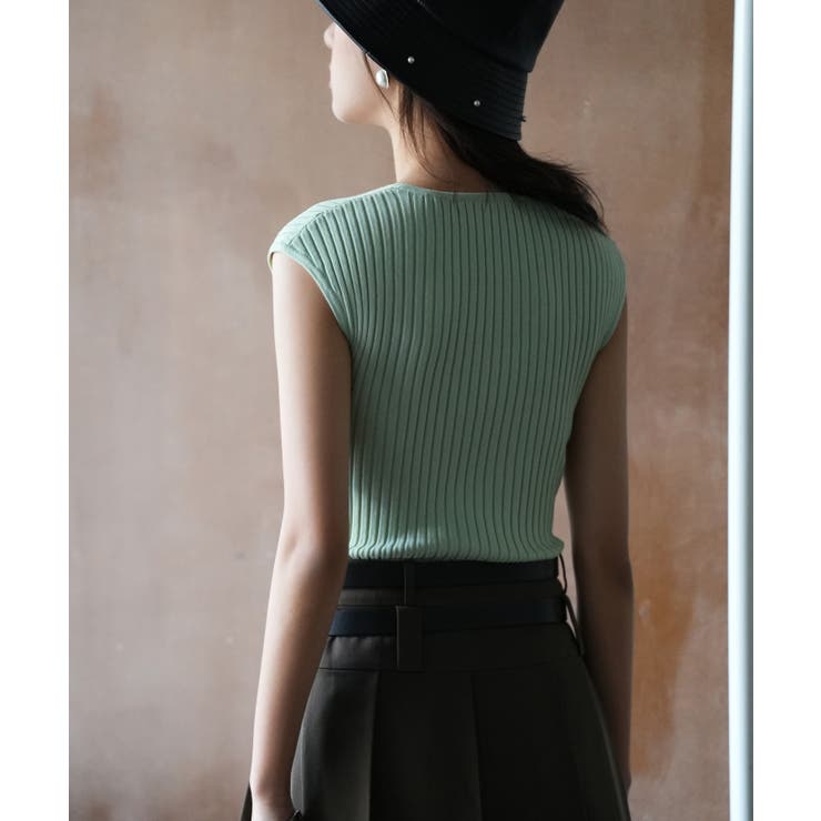 フレンチスリーブリブ切替サマーニットトップス | SAISON DE PAPILLON  | 詳細画像60 