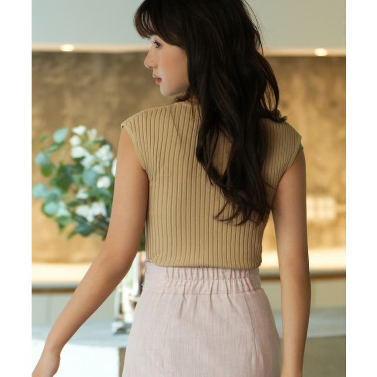 フレンチスリーブリブ切替サマーニットトップス | SAISON DE PAPILLON  | 詳細画像63 
