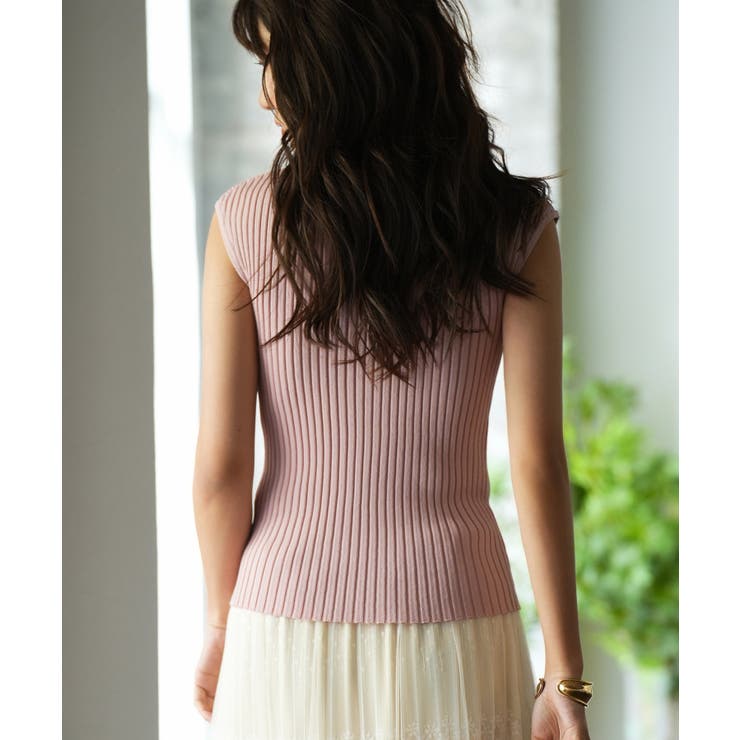 フレンチスリーブリブ切替サマーニットトップス | SAISON DE PAPILLON  | 詳細画像66 