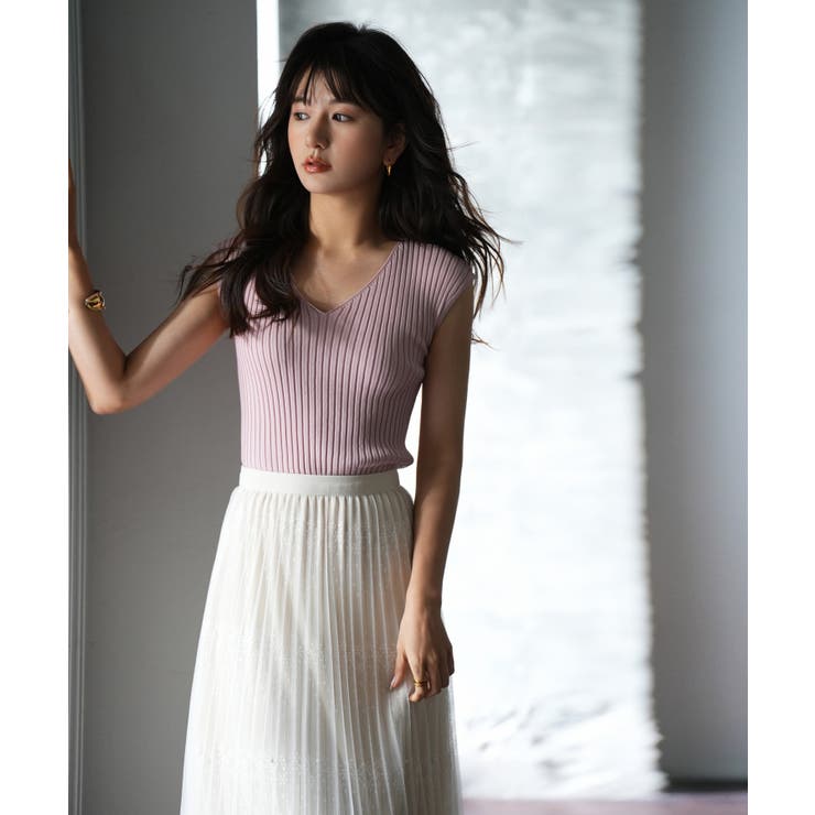 フレンチスリーブリブ切替サマーニットトップス | SAISON DE PAPILLON  | 詳細画像67 