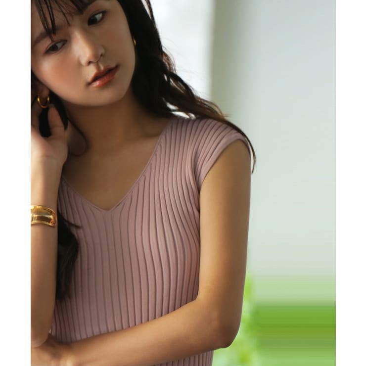 フレンチスリーブリブ切替サマーニットトップス | SAISON DE PAPILLON  | 詳細画像68 