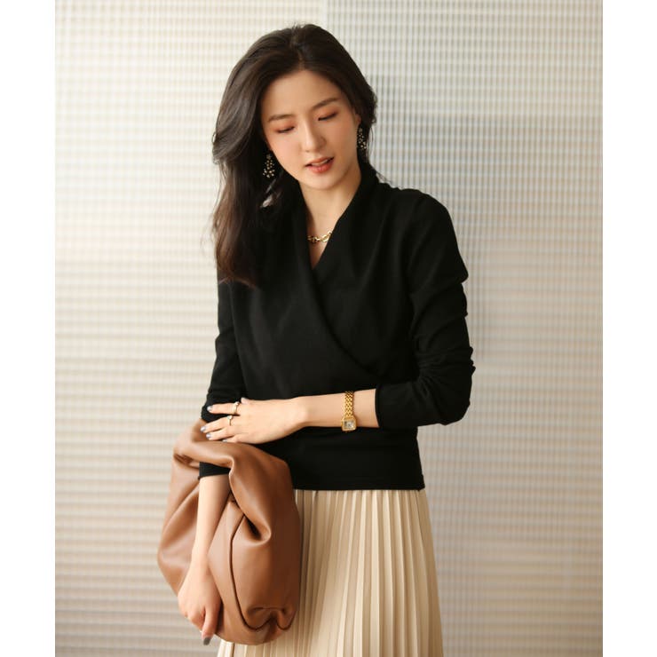 授乳もオフィスも両立カシュクールネックニットトップス | SAISON DE PAPILLON  | 詳細画像10 