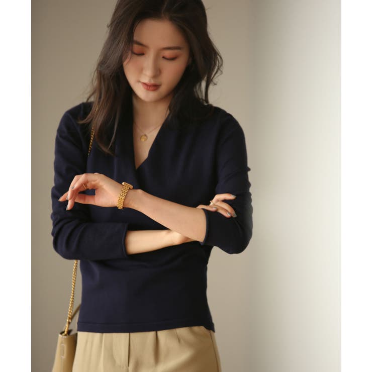 授乳もオフィスも両立カシュクールネックニットトップス | SAISON DE PAPILLON  | 詳細画像16 