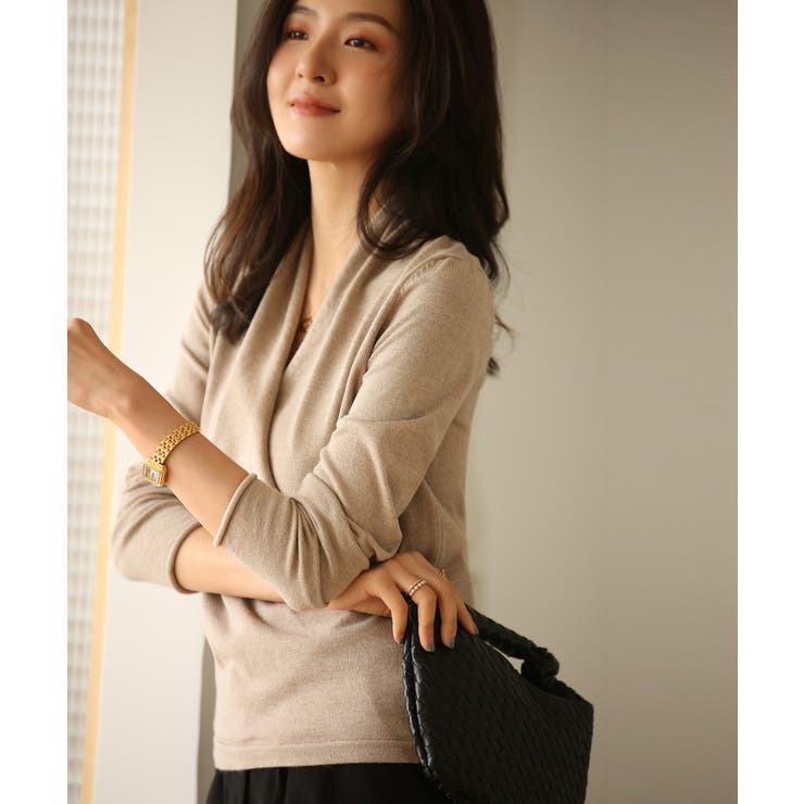 授乳もオフィスも両立カシュクールネックニットトップス | SAISON DE PAPILLON  | 詳細画像3 