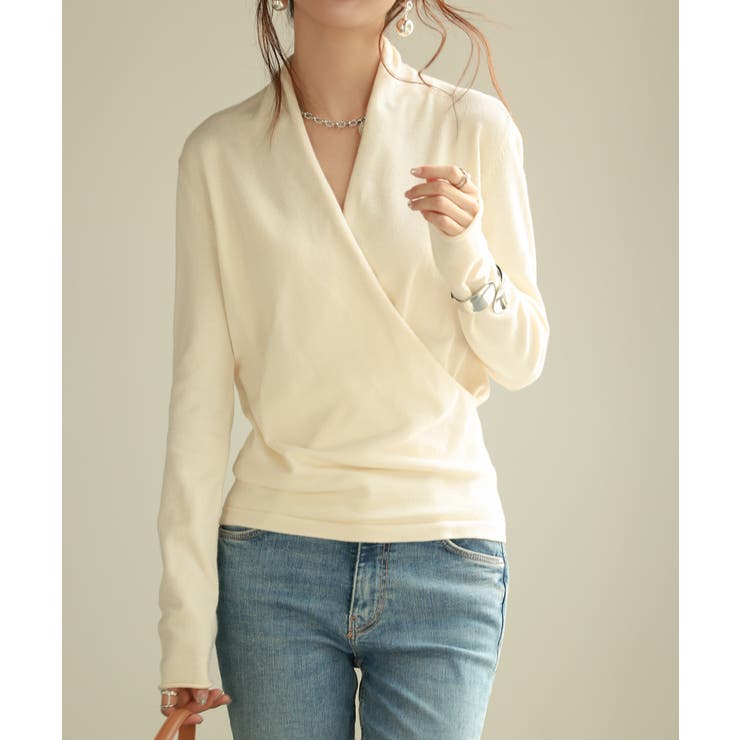 授乳もオフィスも両立カシュクールネックニットトップス | SAISON DE PAPILLON  | 詳細画像41 