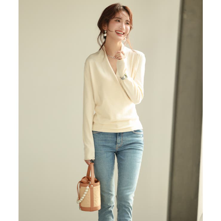 授乳もオフィスも両立カシュクールネックニットトップス | SAISON DE PAPILLON  | 詳細画像45 