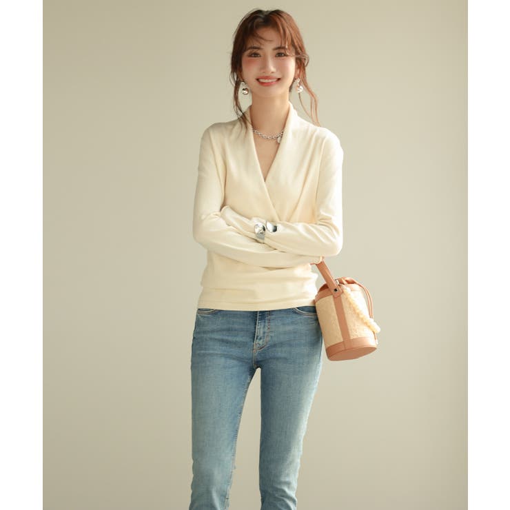 授乳もオフィスも両立カシュクールネックニットトップス | SAISON DE PAPILLON  | 詳細画像46 