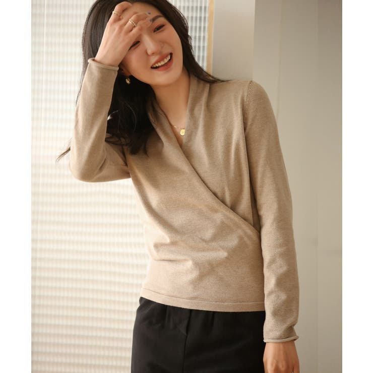 授乳もオフィスも両立カシュクールネックニットトップス | SAISON DE PAPILLON  | 詳細画像5 