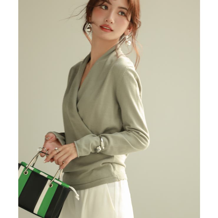 授乳もオフィスも両立カシュクールネックニットトップス | SAISON DE PAPILLON  | 詳細画像52 