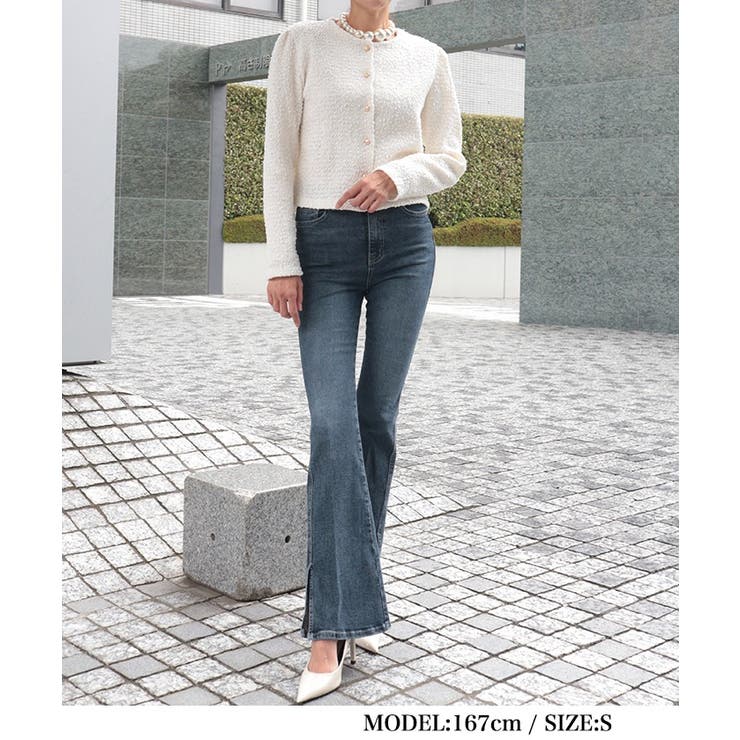 スリムフレアストレッチデニムパンツ[品番:DURW0001453 スリムフレアストレッチデニムパンツ[品番:DURW0001453