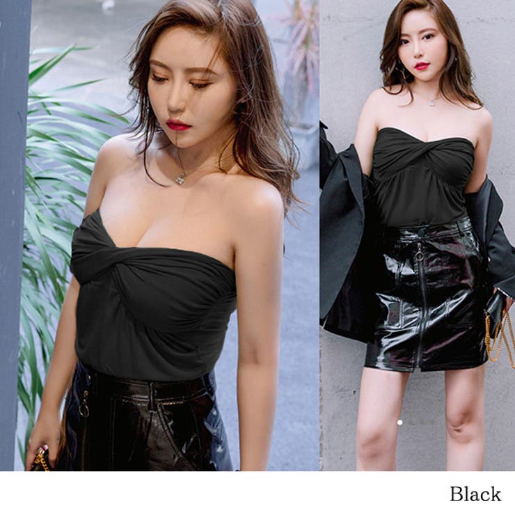【ROKSANDA】胸元パネル切替 ベア/コルセット トップ ジャンプ スーツ 胸元 強調 ベアトップ[品番：HITW0003486]｜3uers（スリー