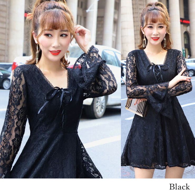 パーティードレス ミニ丈 スクエアネック[品番：HITW0000024